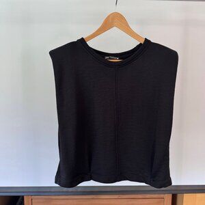 Zara Shoulder Pads Cropped Muscle Tee Sweatshirt